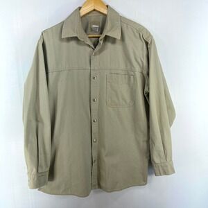 VTG Marlboro Tan Cotton Twill Lightweight Canvas Shirt Jacket Shacket Men Medium